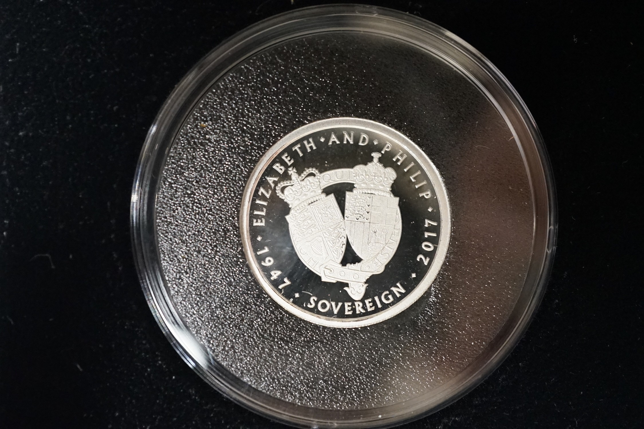 A Harrington & Byrne 2017 Alderney Platinum Wedding platinum proof sovereign